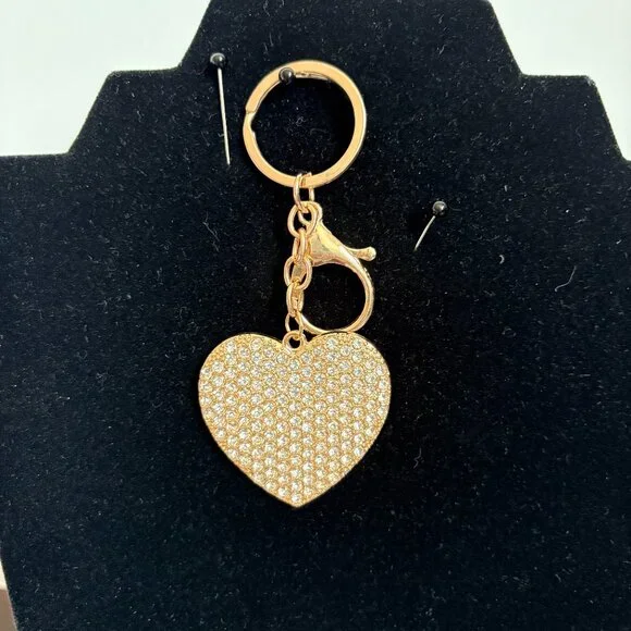 Glitter Heart Bag Charm Keychain Bling Keyring Cute Backpack Clip New - Picture 1 of 5